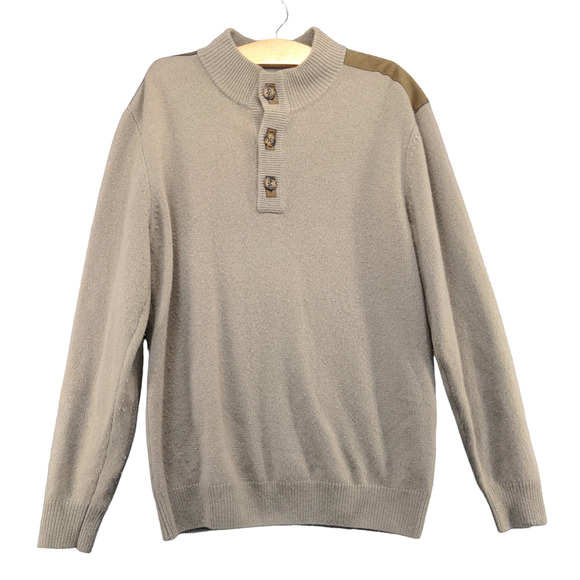 Cabela's Men's Sweater Tan Medium Mock Neck Pullover Lambswool Knit Long Sleeve - Picture 1 of 12